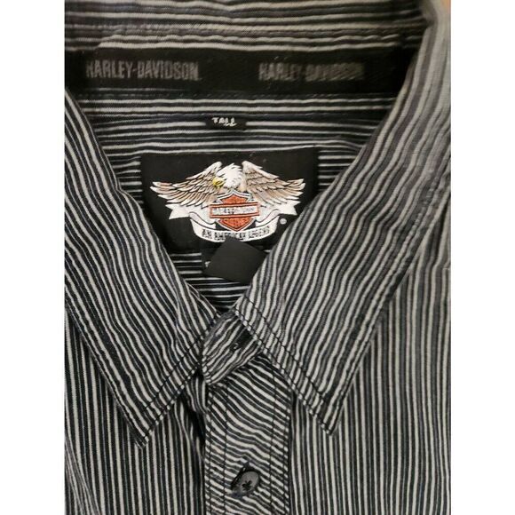 Harley-Davidson 2X long sleeved button-down strip shirt - Picture 2 of 6